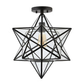 Ava 14.5" Farmhouse Bohemian Iron/Glass LED Semi Flush Mount - JONATHAN Y