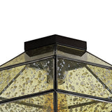 Evelyn 12.5" Vintage Farmhouse Iron/Glass LED Flush Mount - JONATHAN Y