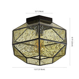 Evelyn 12.5" Vintage Farmhouse Iron/Glass LED Flush Mount - JONATHAN Y