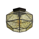 Evelyn 12.5" Vintage Farmhouse Iron/Glass LED Flush Mount - JONATHAN Y