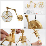 Honeycomb 7.5" Modern Contemporary Arm-Adjustable Iron/Glass LED Sconce - JONATHAN Y