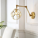 Honeycomb 7.5" Modern Contemporary Arm-Adjustable Iron/Glass LED Sconce - JONATHAN Y