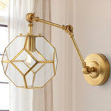 Honeycomb 7.5" Modern Contemporary Arm-Adjustable Iron/Glass LED Sconce - JONATHAN Y