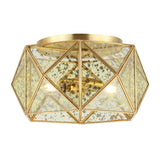 Violet 12.5" Industrial Vintage Iron/Glass LED Flush Mount - JONATHAN Y