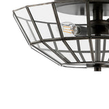 Theo 15.5" Farmhouse Rustic Iron/Glass LED Semi Flush Mount - JONATHAN Y