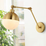 Alba 8" Mid-Century Modern Arm-Adjustable Iron/Glass LED Sconce