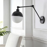 Alba 8" Mid-Century Modern Arm-Adjustable Iron/Glass LED Sconce