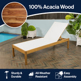 Lagunan 77.56"x26.38" Modern Minimalist Adjustable Acacia Wood Chaise Outdoor Lounge Chair