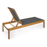 Lagunan 77.56"x26.38" Modern Minimalist Adjustable Acacia Wood Chaise Outdoor Lounge Chair - JONATHAN Y