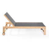 Trabuco Coastal Modern Acacia Wood Mesh 3-Position Outdoor Chaise Lounge Set with Side Table - JONATHAN Y