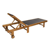 Trabuco Coastal Modern Acacia Wood Mesh 5-Position Outdoor foldable Chaise Lounge Set with Side Table