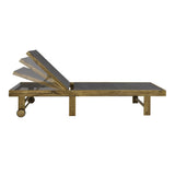 Trabuco Coastal Modern Acacia Wood Mesh 5-Position Outdoor foldable Chaise Lounge Set with Side Table