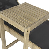 Trabuco Coastal Modern Acacia Wood Mesh 5-Position Outdoor foldable Chaise Lounge Set with Side Table