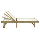Trabuco Coastal Modern Acacia Wood Mesh 5-Position Outdoor foldable Chaise Lounge Set with Side Table