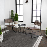Freja 3-Piece Mid-Century Modern Faux Rattan Conversation Outdoor Patio Set - JONATHAN Y