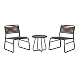 Freja 3-Piece Mid-Century Modern Faux Rattan Conversation Outdoor Patio Set - JONATHAN Y