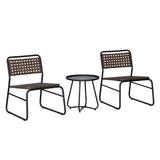 Freja 3-Piece Mid-Century Modern Faux Rattan Conversation Outdoor Patio Set - JONATHAN Y