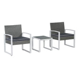 Selby 3-Piece Modern Coastal Faux Wicker Conversation Outdoor Patio Set - JONATHAN Y