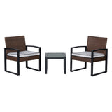 Selby 3-Piece Modern Coastal Faux Wicker Conversation Outdoor Patio Set - JONATHAN Y