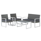 Elina 4-Piece Modern Coastal Faux Wicker Conversation Outdoor Patio Set - JONATHAN Y