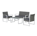 Elina 4-Piece Modern Coastal Faux Wicker Conversation Outdoor Patio Set - JONATHAN Y