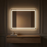 Pax Rectangular Frameless Anti-Fog Aluminum Front/Back-lit Tri-color LED Bathroom Vanity Mirror with Smart Touch Control White / 32" x 24" – AI-ON
