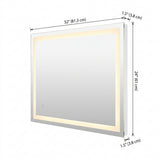 Pax Rectangular Frameless Anti-Fog Aluminum Front/Back-lit Tri-color LED Bathroom Vanity Mirror with Smart Touch Control White / 32" x 24" – DIM