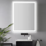 Pax Rectangular Frameless Anti-Fog Aluminum Front/Back-lit Tri-color LED Bathroom Vanity Mirror with Smart Touch Control - JONATHAN Y