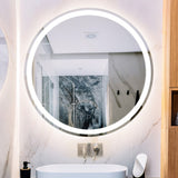 Dane 27 Round Frameless Anti-Fog Aluminum Front/Back-lit Tri-color LED Bathroom Vanity Mirror with Smart Touch Control - JONATHAN Y