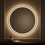 Dane 27 Round Frameless Anti-Fog Aluminum Front/Back-lit Tri-color LED Bathroom Vanity Mirror with Smart Touch Control White / 32" – AI-ON