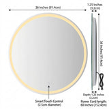 Dane 27 Round Frameless Anti-Fog Aluminum Front/Back-lit Tri-color LED Bathroom Vanity Mirror with Smart Touch Control White / 36" – DIM