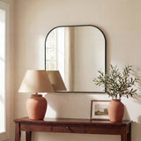 Aveline 38 in. W x 32 in. H Large Top Arched Rectangular Metal Framed Wall Mounted Mirror
