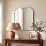 Aveline 38 in. W x 32 in. H Large Top Arched Rectangular Metal Framed Wall Mounted Mirror