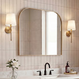 Aveline 38 in. W x 32 in. H Large Top Arched Rectangular Metal Framed Wall Mounted Mirror