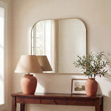 Aveline 38 in. W x 32 in. H Large Top Arched Rectangular Metal Framed Wall Mounted Mirror