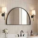 Solstice 42 in. W x 23 in. H Large Half Circle Metal Framed Wall Mounted Mirror