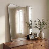 Alfie 24 in. W x 36 in. H Large Irregular Metal Framed Wall Mounted Mirror with Flat Bottom