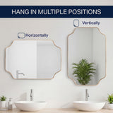 Alora 24 in. W x 36 in. H Medium Scalloped Rectangular Metal Framed Wall Mounted Mirror