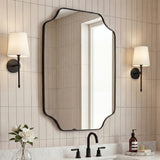 Alora 24 in. W x 36 in. H Medium Scalloped Rectangular Metal Framed Wall Mounted Mirror