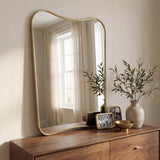 Alfie 24 in. W x 36 in. H Large Irregular Metal Framed Wall Mounted Mirror