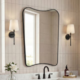 Alfie 24 in. W x 36 in. H Large Irregular Metal Framed Wall Mounted Mirror