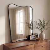 Alfie 24 in. W x 36 in. H Large Irregular Metal Framed Wall Mounted Mirror
