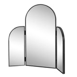 Arjen 3-Way 28 in. W x 28 in. H Medium Arch Trifold Adjustable Aluminum Alloy Framed Vanity Mirror for Tabletop and Wall Mount