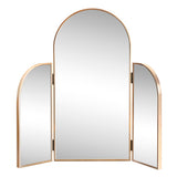 Arjen 3-Way 28 in. W x 28 in. H Medium Arch Trifold Adjustable Aluminum Alloy Framed Vanity Mirror for Tabletop and Wall Mount