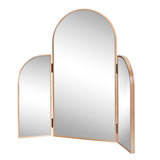 Arjen 3-Way 28 in. W x 28 in. H Medium Arch Trifold Adjustable Aluminum Alloy Framed Vanity Mirror for Tabletop and Wall Mount