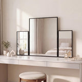 Orthos 3-Way 30 in. W x 20 in. H Medium Rectangular Trifold Adjustable Aluminum Alloy Framed Vanity Mirror for Tabletop and Wall Mount