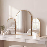 Verity 3-Way 30 in. W x 20 in. H Medium Arch Trifold Adjustable Aluminum Alloy Framed Vanity Mirror for Tabletop and Wall Mount