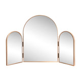 Verity 3-Way 30 in. W x 20 in. H Medium Arch Trifold Adjustable Aluminum Alloy Framed Vanity Mirror for Tabletop and Wall Mount