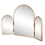 Verity 3-Way 30 in. W x 20 in. H Medium Arch Trifold Adjustable Aluminum Alloy Framed Vanity Mirror for Tabletop and Wall Mount