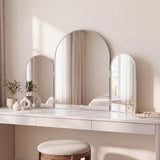 Verity 3-Way 30 in. W x 20 in. H Medium Arch Trifold Adjustable Aluminum Alloy Framed Vanity Mirror for Tabletop and Wall Mount